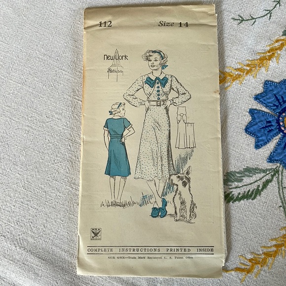 New York Pattern 112 Girl’s & Junior’s dress sewing pattern ca1930’s - Picture 1 of 8